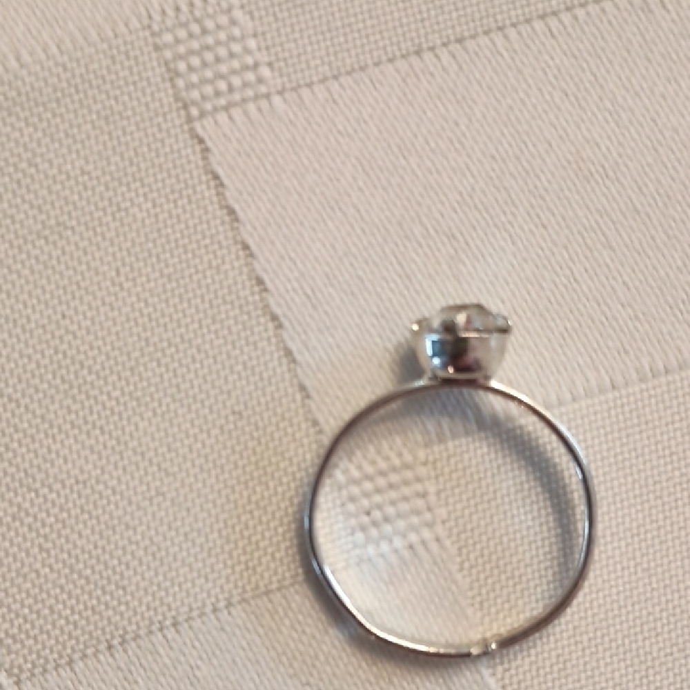 Adjustable Silver Tone Ring with Faux Diamond - Picture 4 of 6